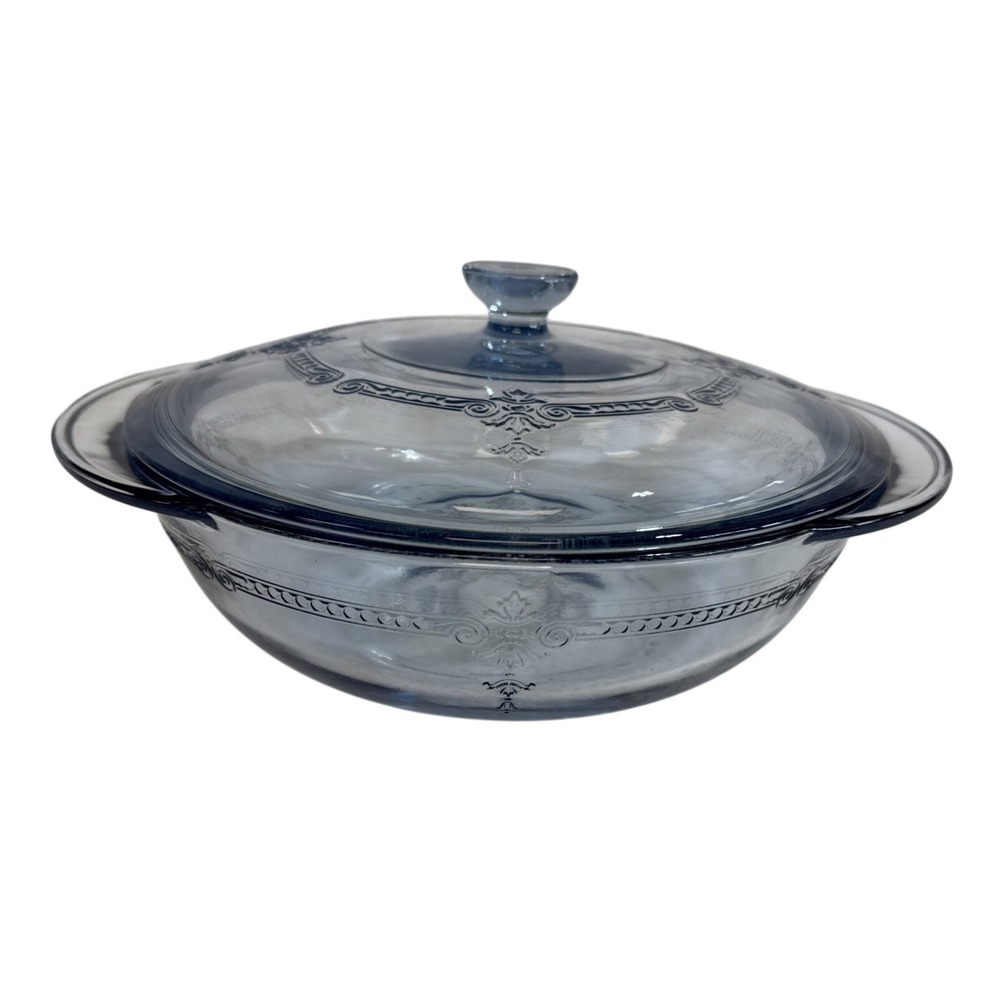 Anchor Hocking Philbe Sapphire Blue Glass 2 Quart Casserole Dish with Lid